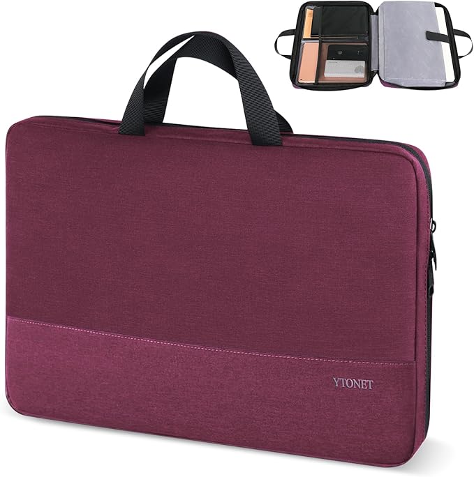 Ytonet Laptop Case 15.6 Inch, TSA Friendly Laptop Sleeve Cover with Handle for Women, Protective Slim Computer Carrying Case Compatible with HP Dell Lenovo Asus Notebooks, Purple Red | TSA Friendly