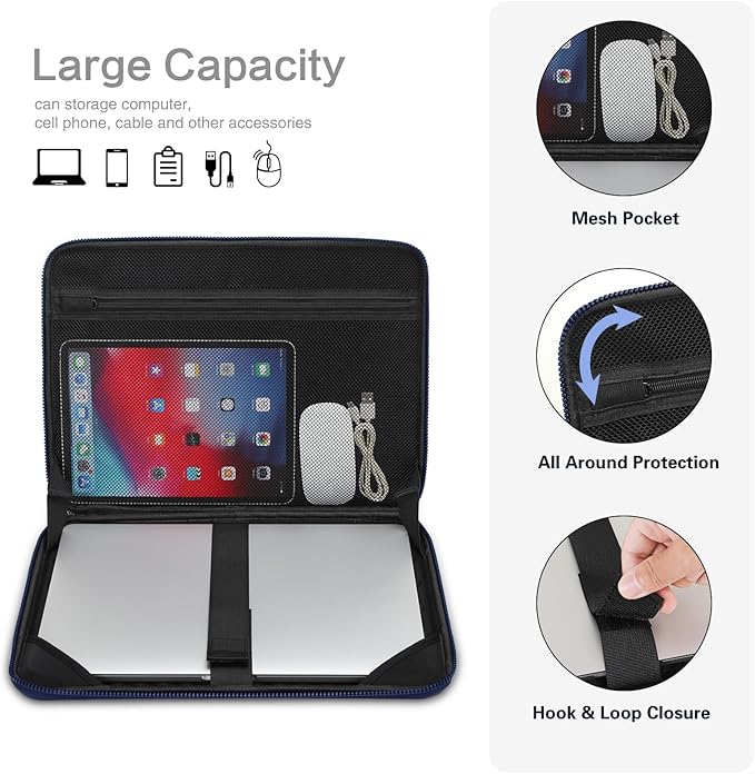 MOSISO Laptop Case 15.6 inch, 15-16 inch Laptop Sleeve Compatible with MacBook Pro 16 / Air 15, HP Acer Dell Lenovo ASUS,Artistic Geometric EVA Carrying Case Hard Shell with Handle, Navy Blue