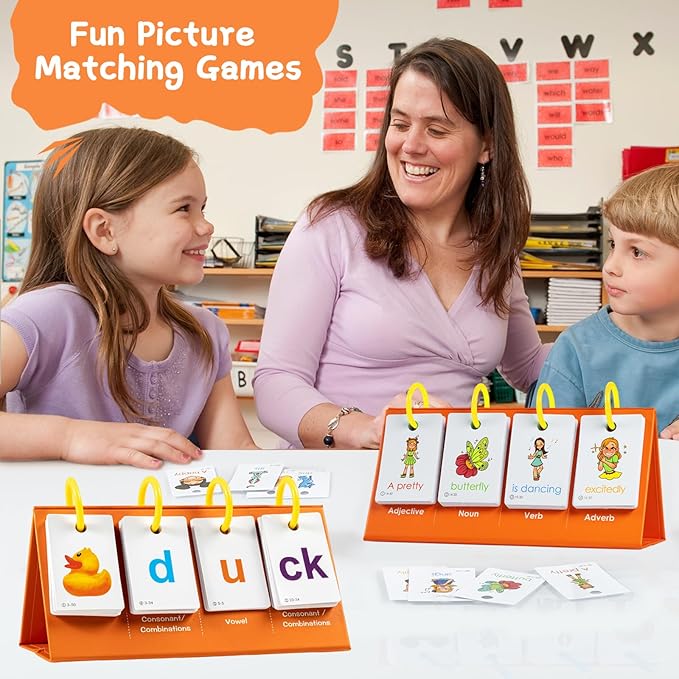 Alened Phonics Flash Cards Sentence Building for Kids, Learn to Read Sight Words Phonics Flashcads, Special Education Homeschool Classroom Supplies