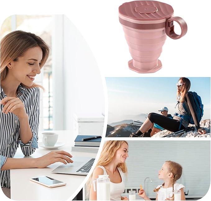 Lightweight Folding Cup, Outdoor Coffee Mug, Reusable Travel Cup with Leak-Proof Lid, Durable Silicone Construction, Compact Portable Accessory with Foldable Design, Outdoor Tool for Camping