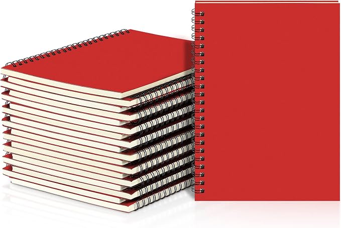 Yahenda 18 Pcs Spiral Notebooks, 1 Subject, Wide Ruled, Red