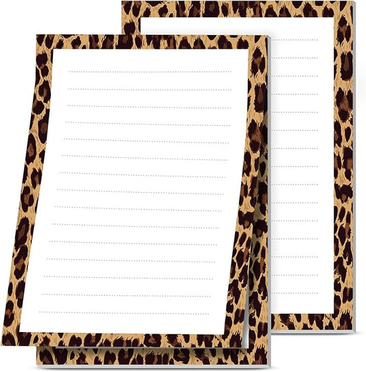 2 Pack Lined Sticky Notes 4x6 in, Cute Self-Stick Notepads with Lines, Large Memo Pads Strong Adhesive for Office, Home Brown Luxury Leopard