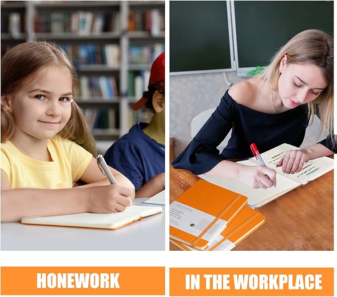 Lined Journal Notebook, 6Pack Hardcover Notebook for Men & Women – Journals for Writing, Work, School, Home & Daily Notes, 160 Pages – Medium A5, 5.7"x8", 100 gsm Thick Paper (Orange)