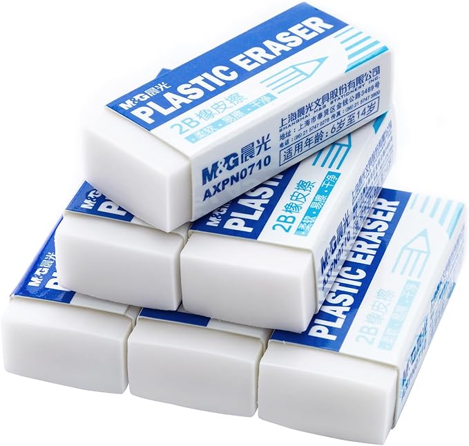 M&G 12 Pack Pencil Erasers, Small White Rubber Eraser for Kids School Students Office, Art Erasers for Drawing Sketching Bulk