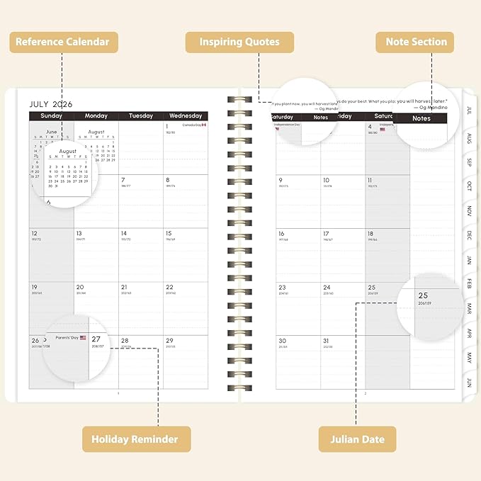 Planner 2026-2027, Weekly and Monthly Academic Planner, July 2026 - June 2027, Hardcover Calendar Agenda Book for School Year Planning, School Supplies for Teacher and Student, A5(6.3'' x 8.5'')