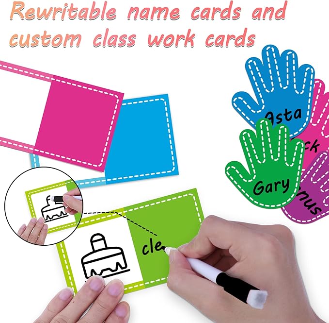 ABCxGOOD Helping Hands Pocket Chart,Classroom Jobs and Management Pocket Chart, Preschool Classroom Must Haves Supplies, Great for Classroom Homeschool. (Black) (Black, 29"*20.5")