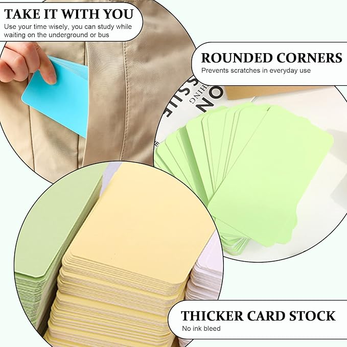 240Pcs Small Blank Paper Message Note Business Cards, 3.5x2'' Mini Index Cards for Gift, 8 Colors Blank Vocabulary Word Flash Study Cards Double Sided, Colored Notecards Unlined