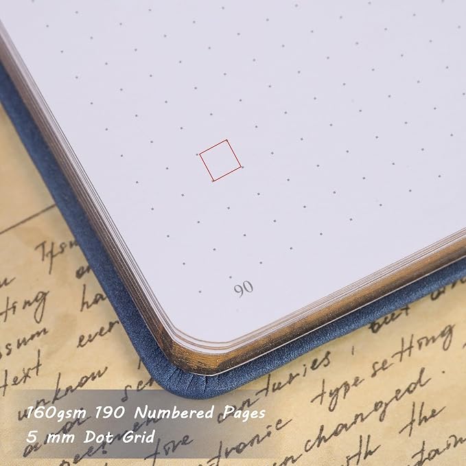 TIEFOSSI Dot Notebooks, A5 Hardcover Dot Journals for Writing Women, 160gsm Thick Paper, 190 Numbered Pages, for Planner Organization