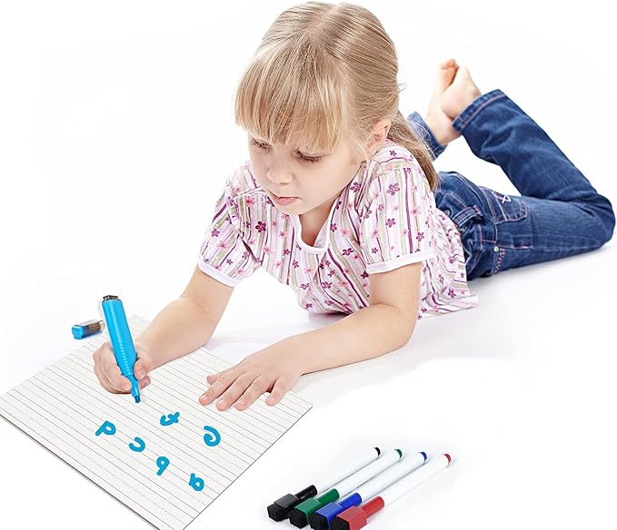 Dry Erase Board for Kids 9 x 12 Double Sided Lined/Blank Dry Erase Lapboard W/ 4 Markers for Home/School (1 Piece/Set)