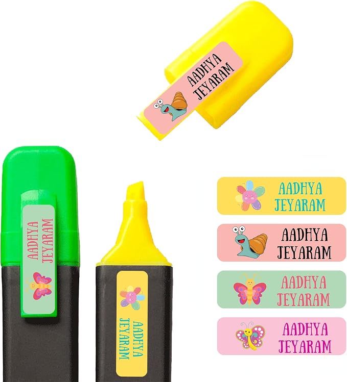 Custom Waterproof Dishwasher Safe Kid Name Labels for Daycare(128 Pack), Camp, School Supply, Baby Bottles, Lunch Boxes and Cups, Travel. Cute Personalized Design Name Stickers (Pattern 2)