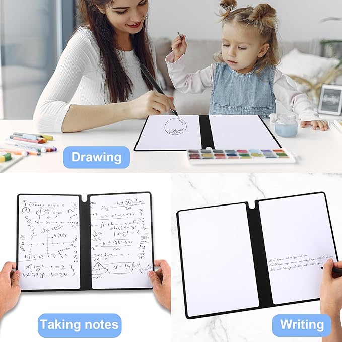 Portable A5 Dry Erase Notebook, 9.4x6.5 Inch Reusable Dry Erase Notebook Erasable Notebook Whiteboard Notebook for Business Home Office (Pink)
