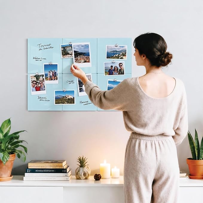 Comix Magnetic Board, 12 Pack Magnetic Whiteboard for wall, 11.8 x 11.8 Inches Dry Erase Board for Kids, Students, White Board Dry Erase Set for Fridge, Office and Home, Blue