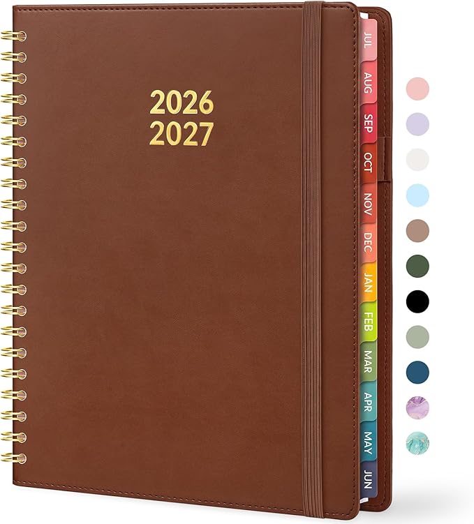 Forvencer Planner 2026-2027, Academic Planner Weekly & Monthly, Vegan Leather Cover Calendar Planner, July 2026 - June 2027, 8.5" x 11", Daily Agenda with Tabs, Student Teacher Planning Organizer