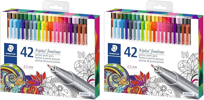 STAEDTLER 2 Pack - Fineliner triplus 42 (2 sets of 42 pcs), 84 Count