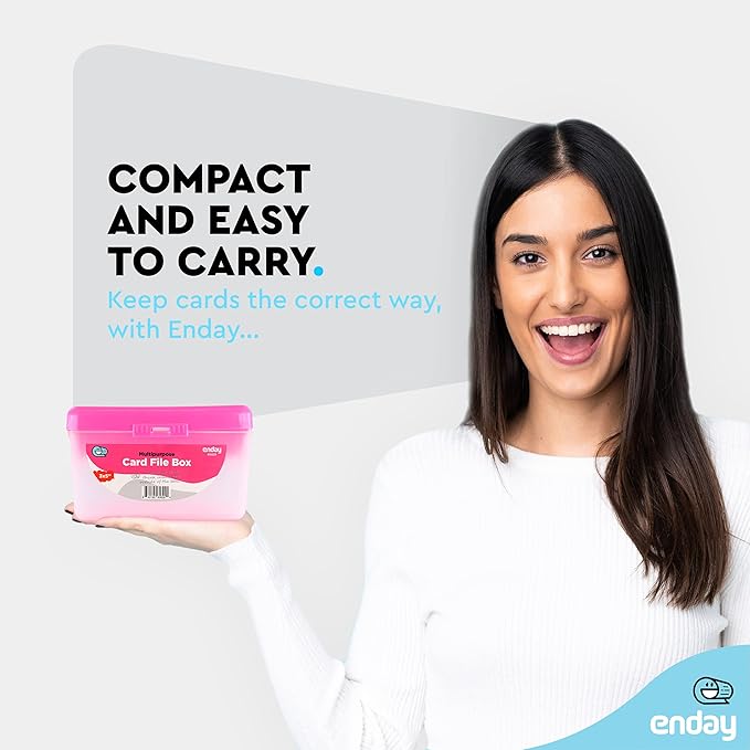 Enday Index Card Box Pink 3x5 Index Card Holder, Index Card Organizer, Flash Card Holder, Holds 250 Cards. (36 PC)
