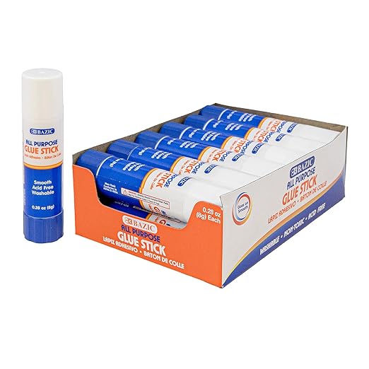 BAZIC Products Premium Glue Stick 8g/0.28 Oz., Multi-Purpose Acid Free, Glue Sticks, for Photos Paper Kids Art Craft at School Home Office, Total 288-Count