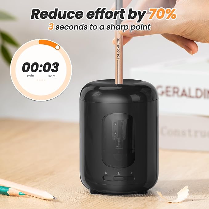deli Electric Pencil Sharpener,3 Sharpness Modes,Battery Operated(6.5-8mm)