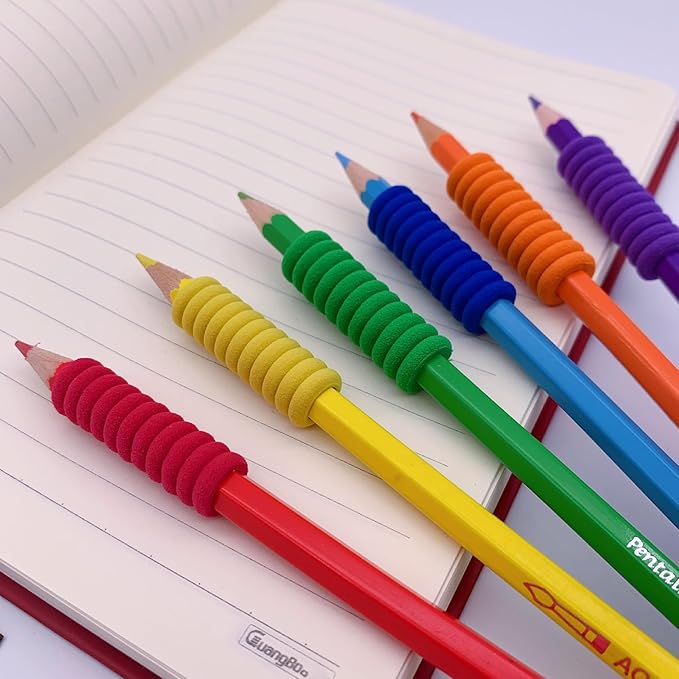 Foam Pencil Grippers,30 Pieces Foam Pencil Grips for Kids and Adults Handwriting Relieving Fingers Fatigue Writing Aid Pencil Holder Comfort Cushion Grip Pen Grippers