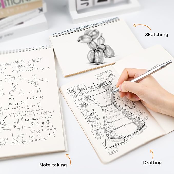 2PCS Metal Mechanical Pencil Set, 0.5mm+0.7mm, Storage Case, Silver | 360PCS HB Lead Refills, 3 Erasers, 9 Eraser Refills, for School Writing, Sketching, Technical Drawing, Art Projects