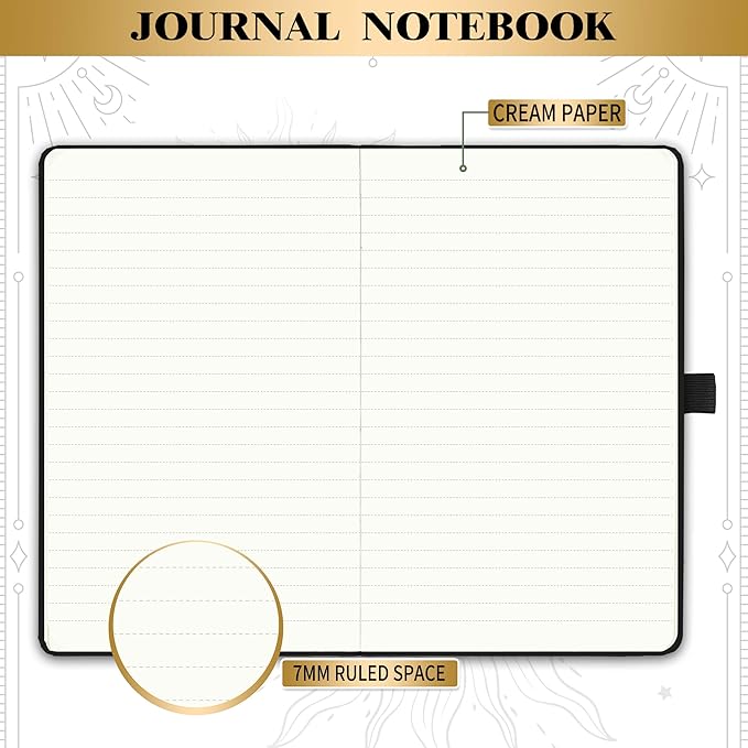 Artfan Ruled Notebook/Journal – Premium Thick Paper Classic Writing Notebook with Pocket + Page Dividers Gifts, Banded, Large, 128 Pages, Hard Cover, Lined (5.3" x 8.26") - Goddess Of the Moon