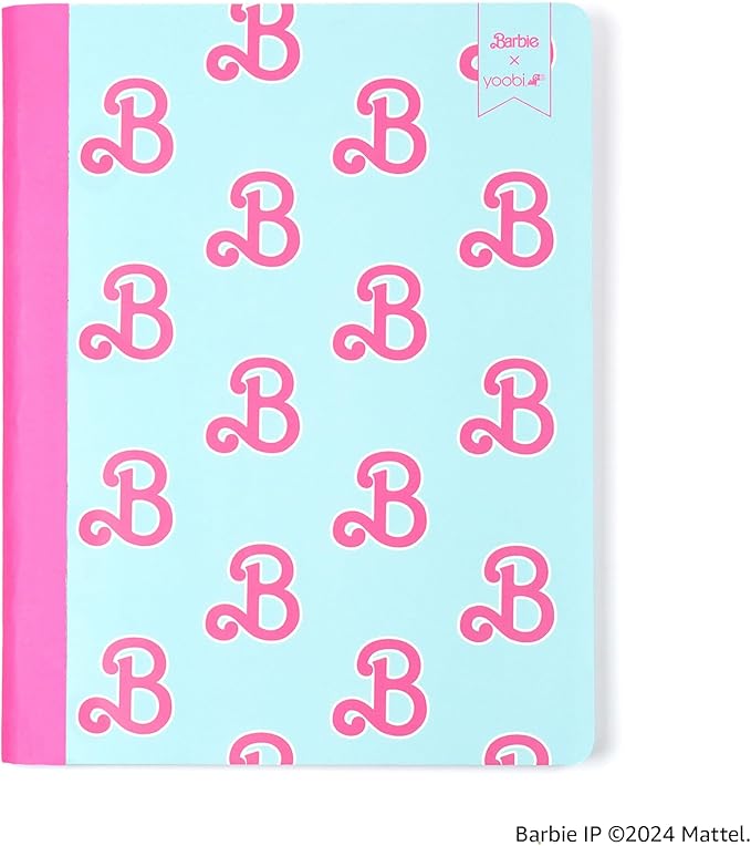 Yoobi Barbie X College Ruled Composition Notebook Set – 3-Pack of Kids 1 Subject Notebooks, Allover Print Designs – 100 Sheets Each, For School, Office & Home – 9.75” x 7.5”