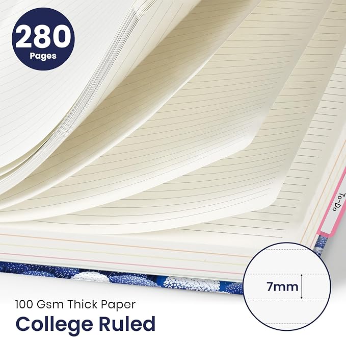 Taja Pretty Large Spiral Lined Notebook for Work with 5 Removable Dividers