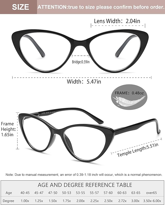 EYEURL 4-Pack Cat Eye Reading Glasses for Women- Blue Light Blocking Readers with Spring Hinges,Anti-Glare Reading Glasses,1.25