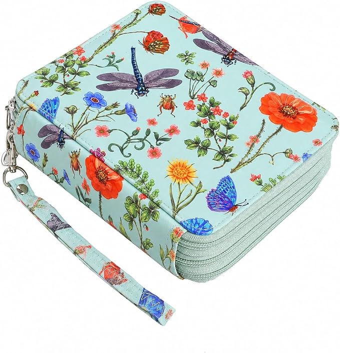 72 Slots Colored Pencil Case Organizer, 3 Layer Bag | Twill Oxford fabric, 75 elastic loops, detachable handle, for travel, home storage, drawing tools, creative gifts