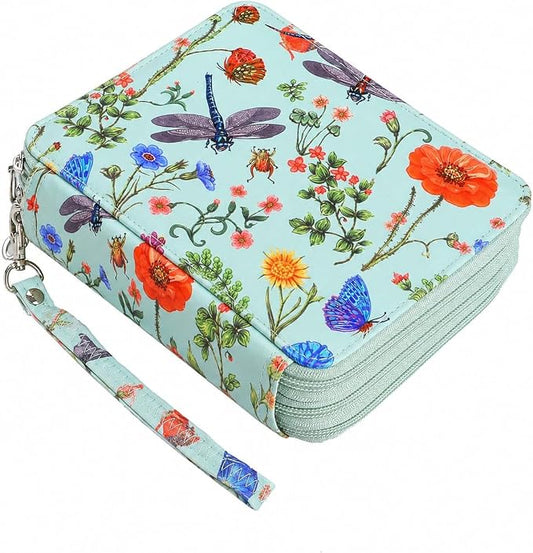 72 Slots Colored Pencil Case Organizer, 3 Layer Bag | Twill Oxford fabric, 75 elastic loops, detachable handle, for travel, home storage, drawing tools, creative gifts
