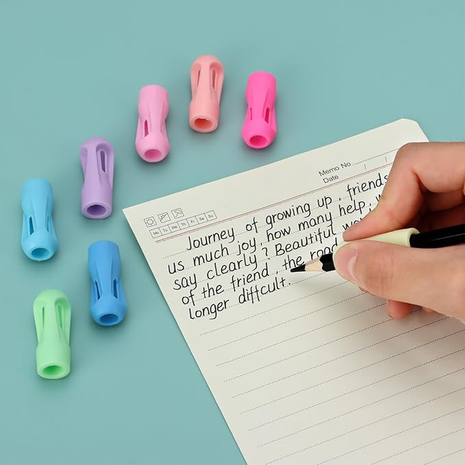 Ergonomic Pencil Grips 36 Packs with 8 Colors, Hollow Trigonal Pencil Holders for Kids Handwriting, Toddler Silicone Pencil Cushion Grippers, Gel Pen Grips for Adults Writing Aid