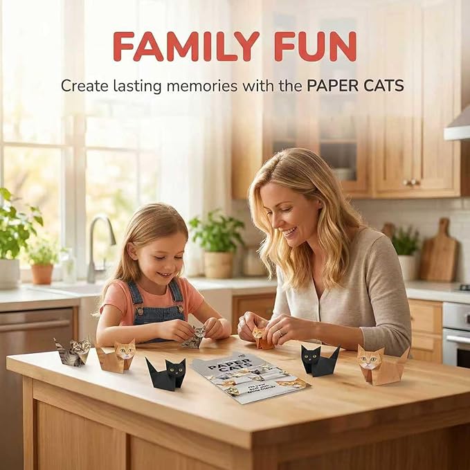 DIY Paper Cat Origami Kit - 100 Sheets DIY Origami Paper for Kids & Adults, Fun Creative Art Project, Desk Decor and Gift for Pet Lovers (Cat/dog Design)