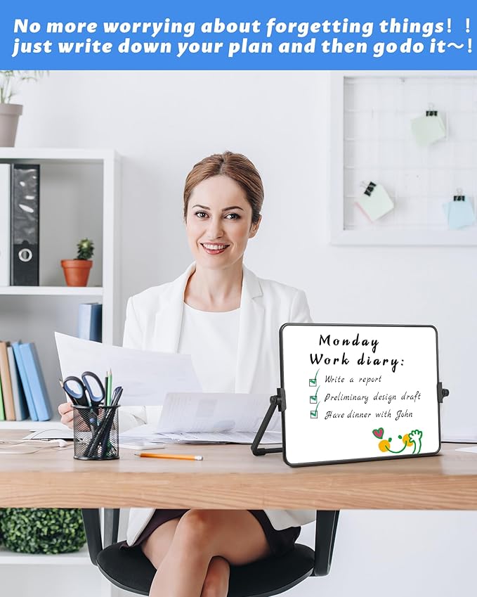 Dry Erase Whiteboard for Students,Small Mini Magnetic Double-Sided Desktop White Board with Stand,Portable Small Whiteboard with 3 Markers/3 Magnets/1 Eraser for Drawing, Home, School,8.27" x 11.8"