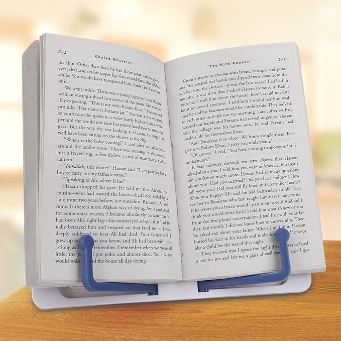 Dioche Book Stand Cookbook Holder Desk Reading with 5 Adjustable Height, Foldable and Portable Sturdy Bookstands for Textbook, Recipe, Magazine, Music Books, Laptop, Tablet