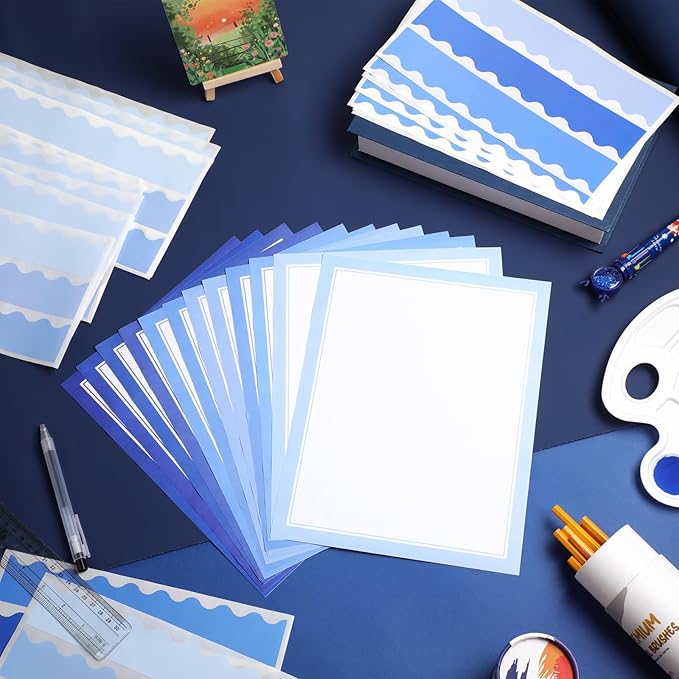 90 Pcs Science Fair Board Supplies Include 72 Trim Scalloped Bulletin Borders 18 Presentation Board Subtitles for Classroom Office Display(Blue)