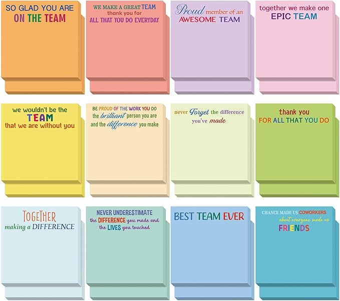Yinder 24 Pcs Inspirational Sticky Notes Cute Motivational Sticky Notes Pad End of Year Employee Appreciation Gifts Bulk for Teacher Nurse Coworkers Office Supplies 3 x 3'' (Thank You,Elegant)