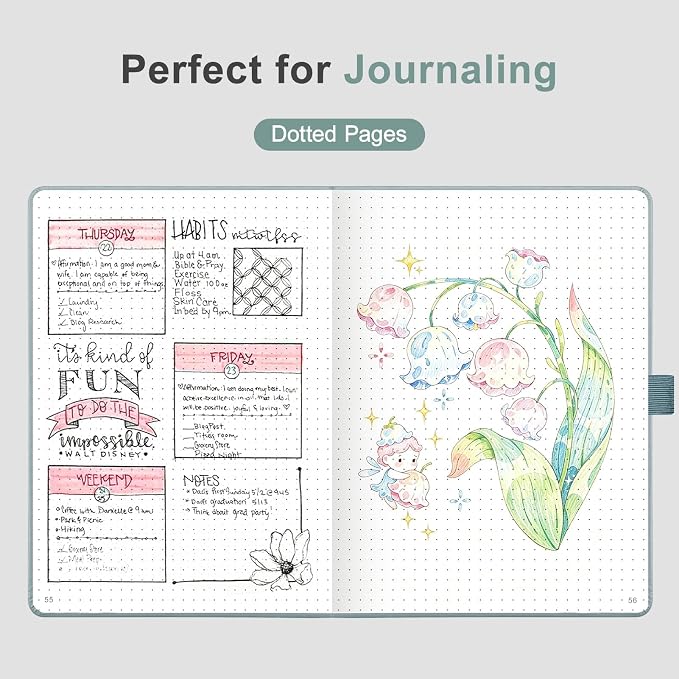 AHGXG Dotted Journal Notebook, 160 Numbered Pages, A5 Size (5.7'' x 8.3'')