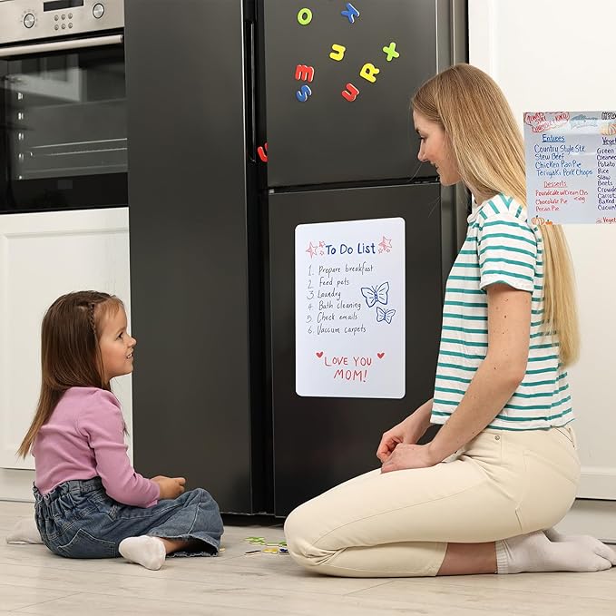 Magnetic Dry Erase Whiteboard for Refrigerators, 24" x 39" White Board on Wall for Organizer and Planner, Kitchen Fridge Shopping List with Marker, Magnetic Eraser and Magnets