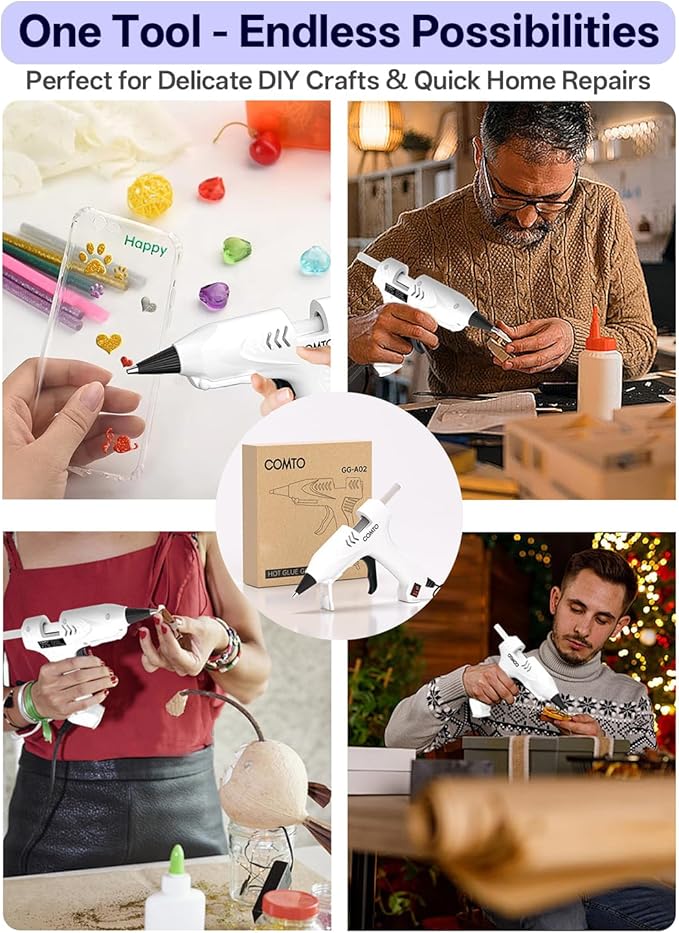 Hot Glue Gun Kit with 30 Sticks, 20W Fast Preheating Mini Hot Glue Gun and Sticks Set for School Crafts DIY Arts and Quick Home Repairs, White
