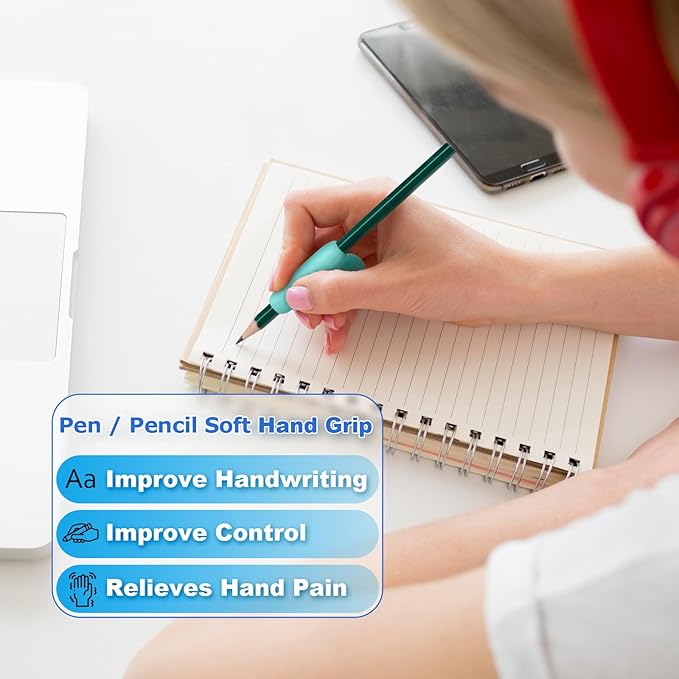 Cosmos 6 Pcs Pencil Grips Writing Aid Pencil Holder Universal Ergonomic Pencil Gripper, 2 Assorted Sizes & 3 Colors