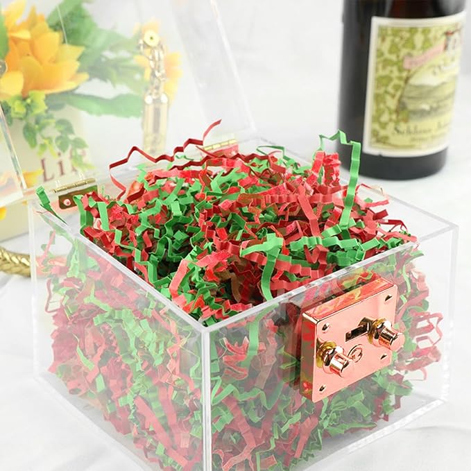 Uptotop 5oz Crinkle Cut Paper Shred Filler for Gift Wrapping, Gift Basket Filling, Perfect for Birthday, Christmas, Thanksgiving, Halloween, Easter, Valentine's Day, Mother's Day, Father's Day, Wedding & Holiday Decor, Red and Green (5 oz)