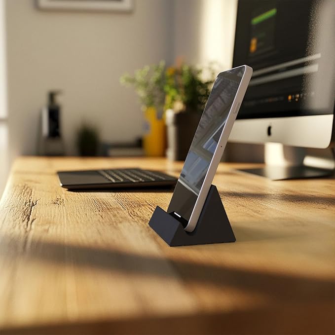 Concrete Phone Stand, Desktop Phone Stand, Multifunctional Stand, Compatible with iPhone 16/15/14/13/12 Smartphones (Black)
