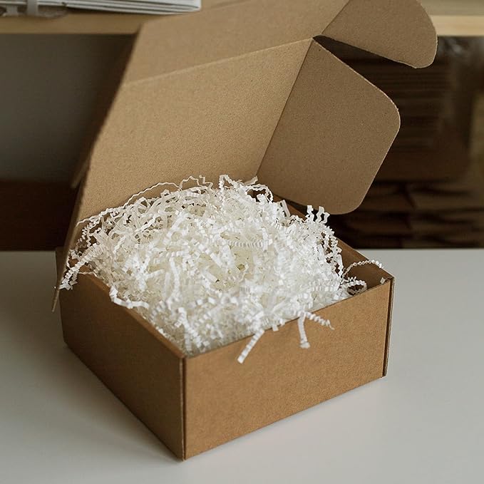 Tisspoms 1LB Ivory Crinkle Cut Paper Shred Filler, Paper Shreds for Basket Fillers, Birthday, Gift Wrapping, Anniversary, Wedding, Halloween, Thanksgiving, Christmas Gift Decor Party Filler