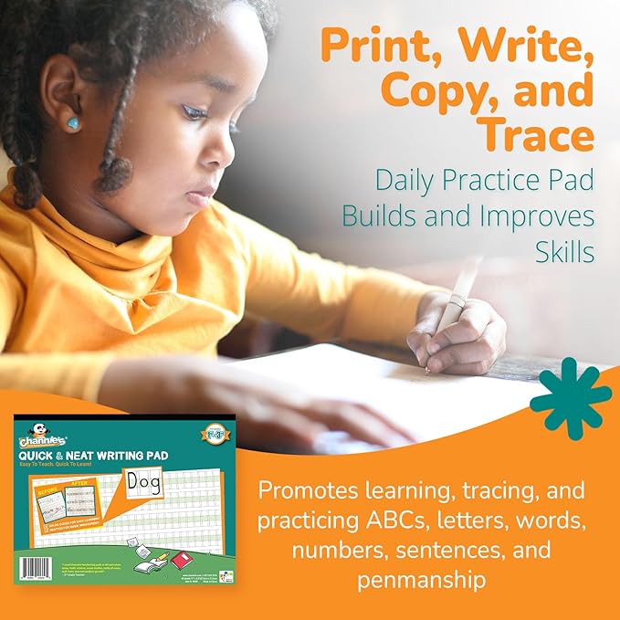 Channie's Visual Handwriting Workbooks 2 Pak! for 1st - 3rd grades 80 pages 8 x 11.5 Quick Improvement with visual guidance