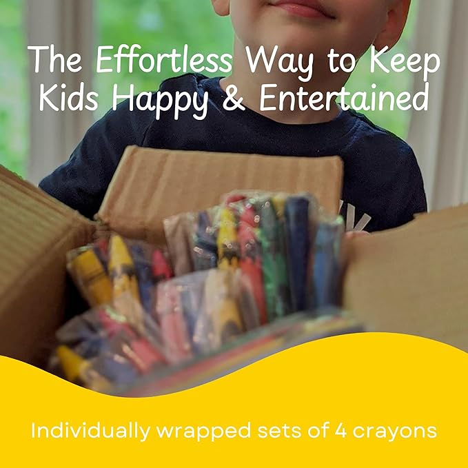 CrayonKing 600 Bulk Crayons – 150 Individually Wrapped Cello Packs of 4 | Crayon Party Favors for Kids | Restaurants, Classrooms & Goodie Bags | Non-Toxic