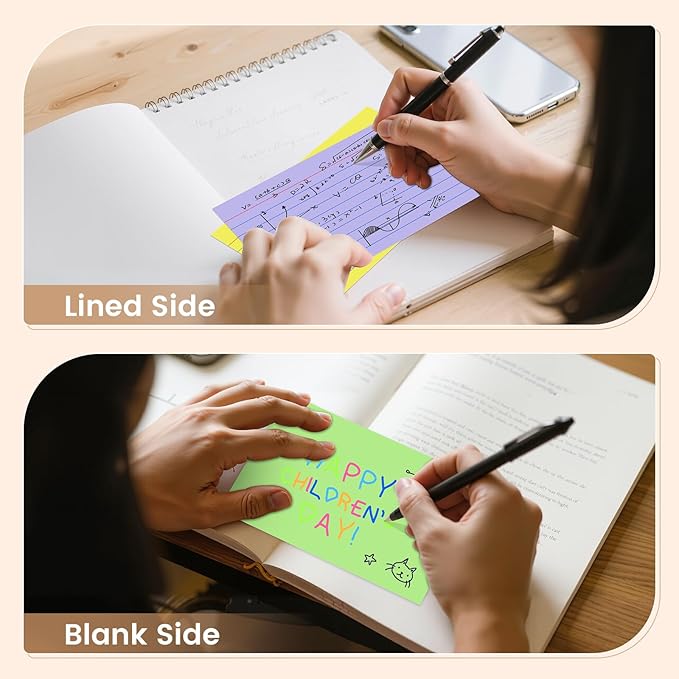 Index Cards 4x6, 200 Sheets, Ruled Color Flash Cards for Effective Studying and Note-Taking, Premium Note Cards, Essential School Supplies for College & Office, Home Organization & Study Supplies