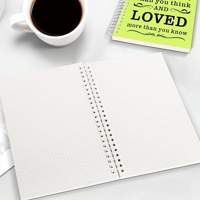 JOHSBYD 2Pcs Spiral Dotted Notebook, Inspirational Gifts A5 Dot Grid