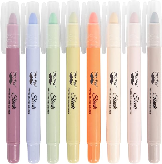 Mr. Pen- No Bleed Gel Highlighters, Pastel Colors, 8 Pack, Bible Highlighters and Pens No Bleed, Bible Markers for Study, Journaling, School Supplies and Accessories