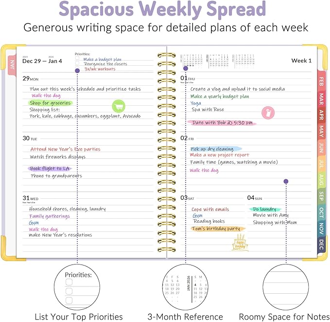 2026 Planner, Forvencer Calendar Planner Weekly and Monthly, Jan 2026-Dec 2026, 6" X 8", Hardcover Agenda Book, Daily Journal Organizer with Inner Pocket, Notebook for Office School, A5, Navy Blue