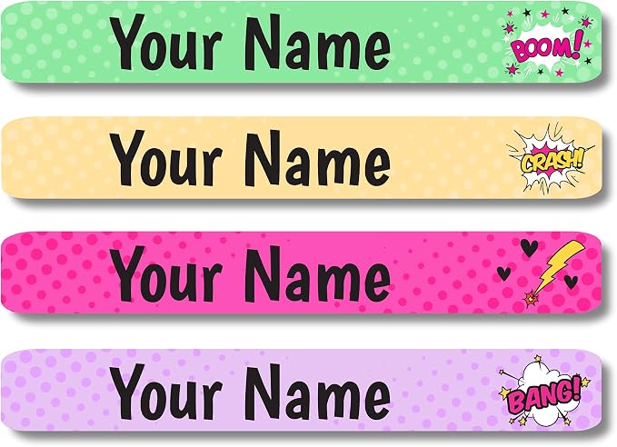 Lovable Labels Personalized Labels for Kids (120 Labels) - Waterproof Dishwasher Safe Peel and Stick Labels are Great for School Supplies Daycare Camp Bottles (Wonder Girls)