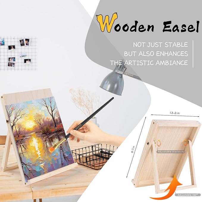 Paint Set, Acrylic Paint Set for Kids & Adults - Painting Supplies with 18 Acrylic Paints, 8 Painting Brushes, 5 Canvas Panels, etc